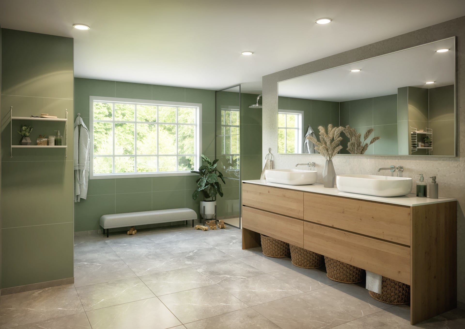FIBO Olive Green bathroom design